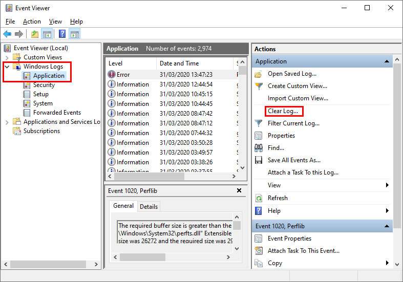 application log