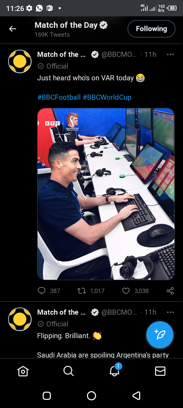 FACT-CHECK: Viral Posts Claim Ronaldo Was Among VAR Officials During Saudi Arabia's Match Against Argentina. It Is Not True 2