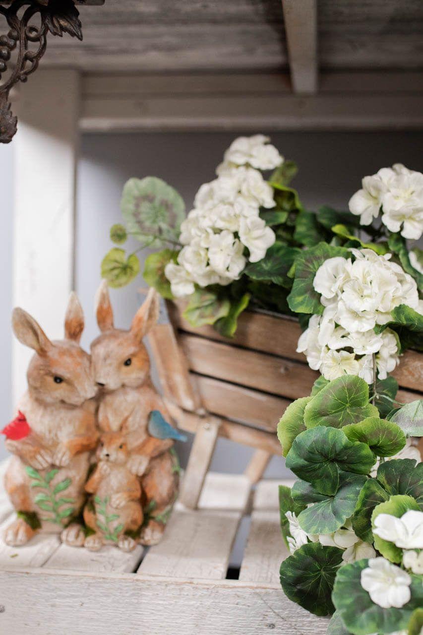 Florals white and brown bunnies LED for outdoor