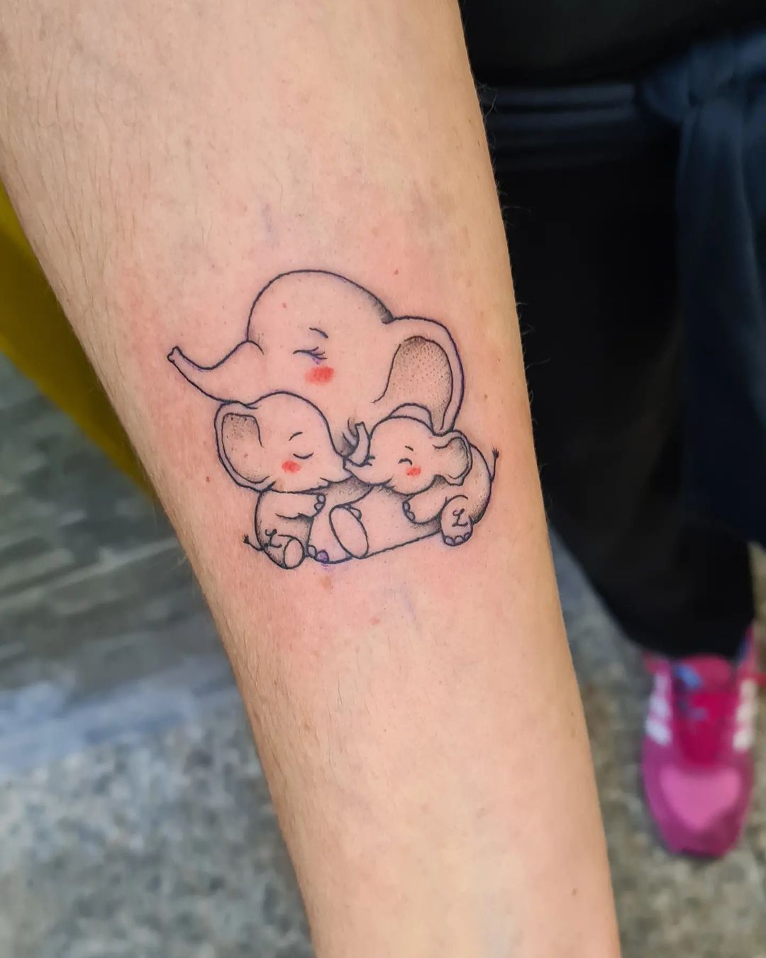 Three Cute Elephant Forearm Tattoo