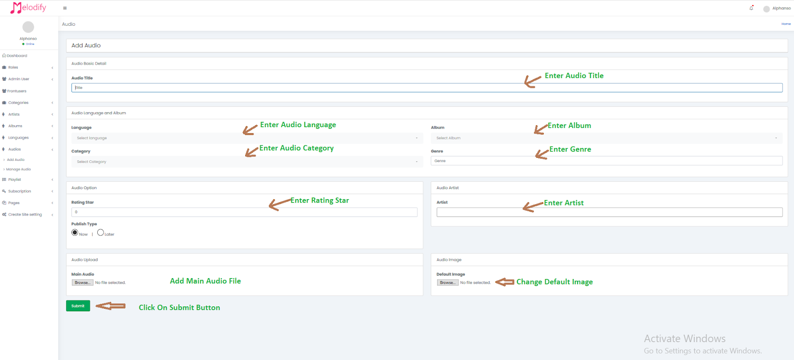 Add audio on Melodify