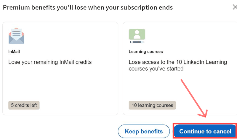 step 8 of how to cancel linkedin learning subscription 