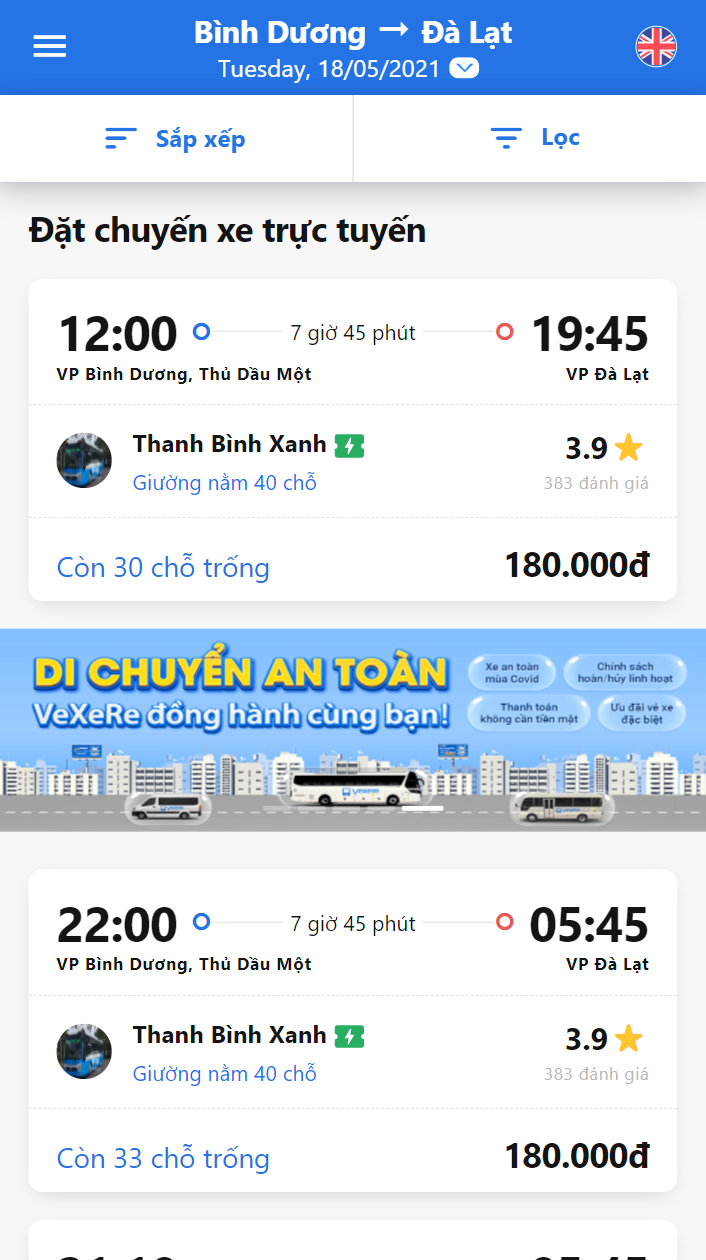 Chọn giờ đi phù hợp với nhu cầu.