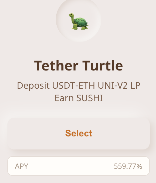 Deposit USDT-ETH UNI-V2 LP (Uniswap pool tokens) => Earn SUSHI (SushiSwap reward token)