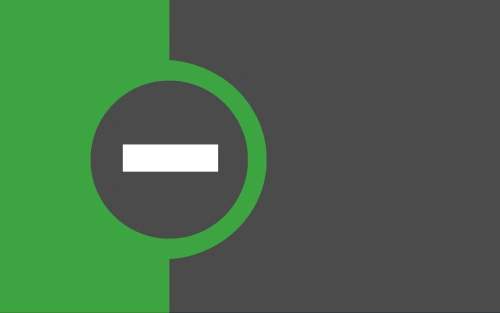 The romance-repulsed flag; green on the left, dark grey on the right, with a dark grey circle in the green and a white minus sign in the circle