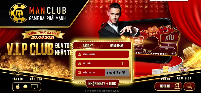 Giao diện của Man Club sang trọng, đẳng cấp