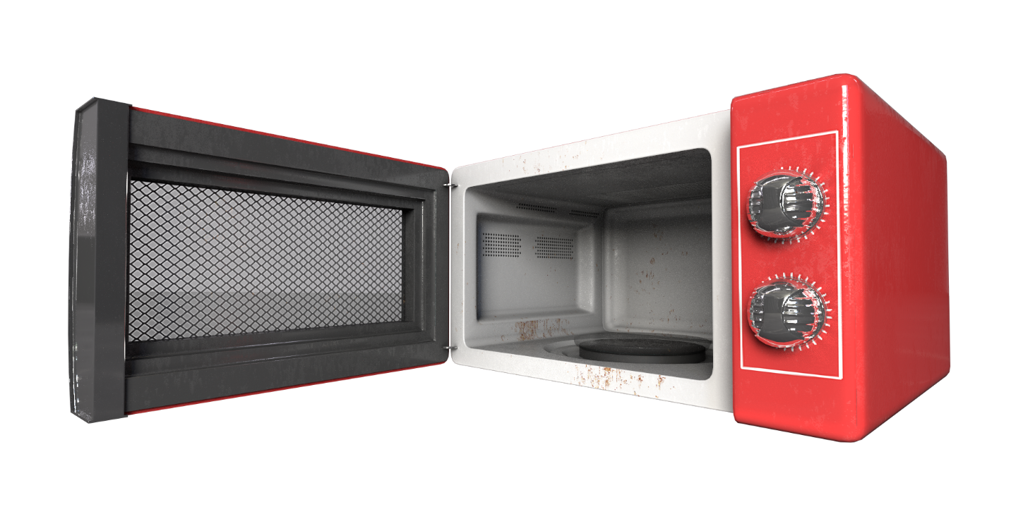 A picture containing microwave, indoor, red, oven

Description automatically generated
