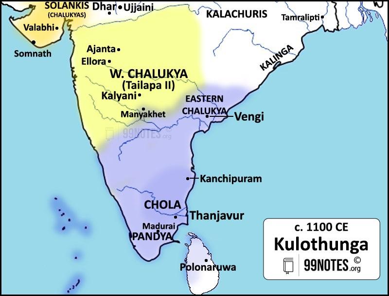 Chola Dynasty Map During Kulothunga- Chola Dynasty Upsc Notes