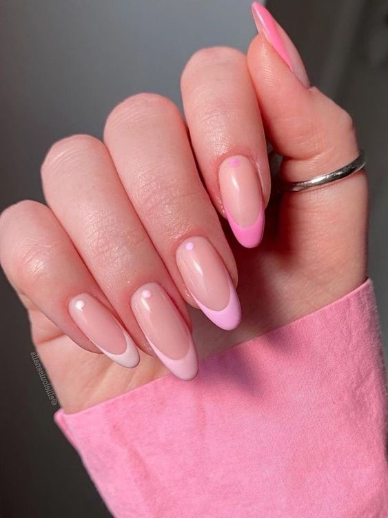 Lady shows off her classy French nail design