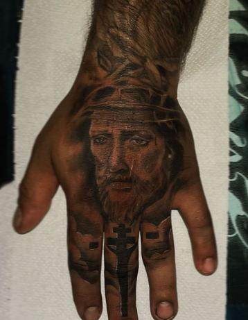 God’s Son Men Badass Hand Tattoo