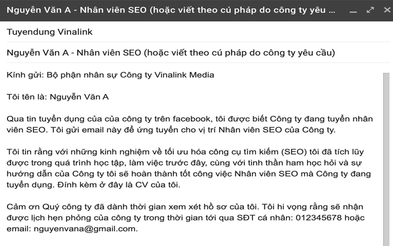 Nội dung Email nên tập trung trọng tâm không viết dài dòng