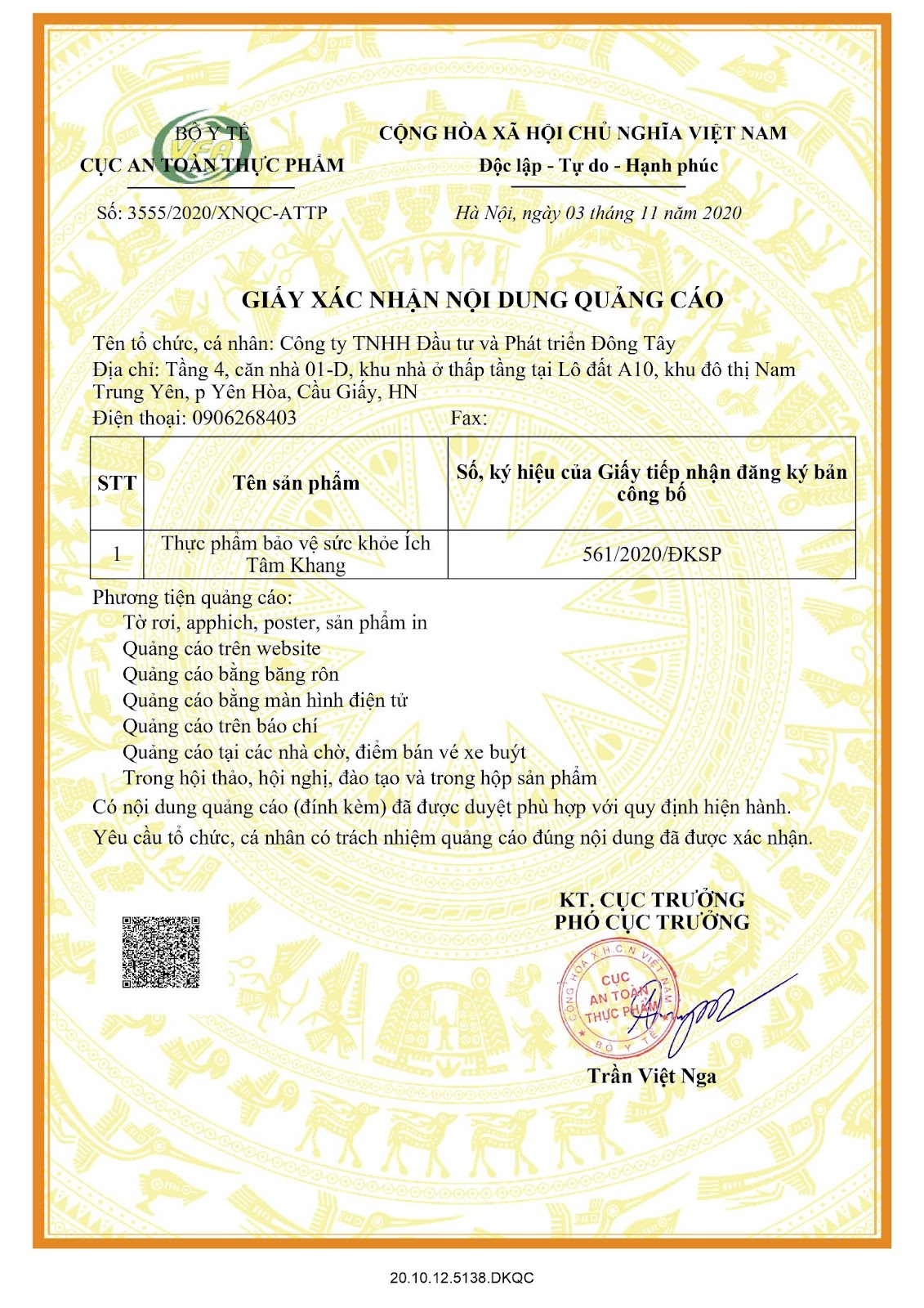 Ich-Tam-Khang-duoc-cap-phep-quang-cao-theo-so-xac-nhan-3555-2020-XNQC-ATTP
