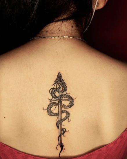 Dragon Back Neck Tattoos Women