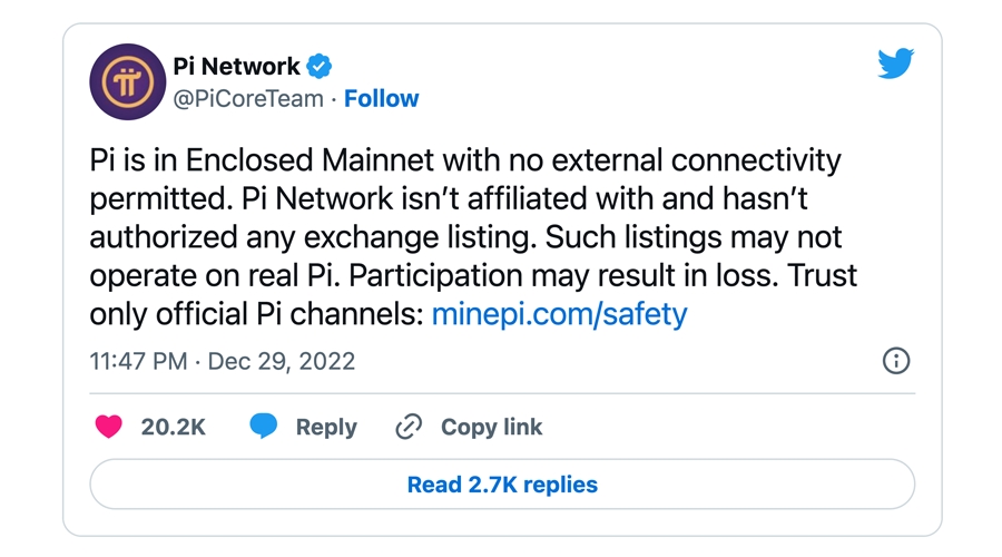 Pi Network Tweet