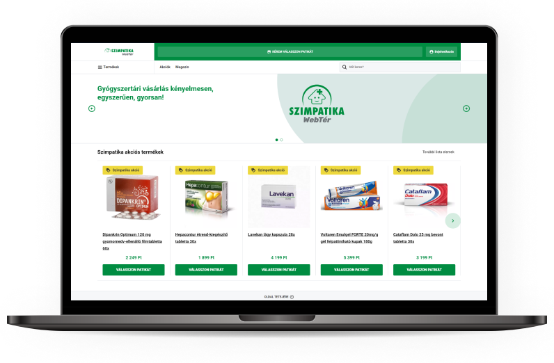 A piacon egyedülálló gyógyszertári webshopot kínál a Szimpatika partnereinek