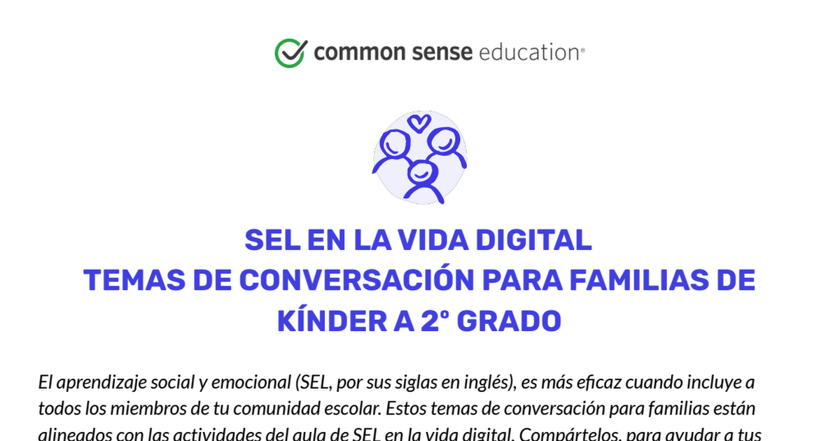 K-2 - SEL in Digital Life - Family Conversation Starters Packet (SPANISH).pdf