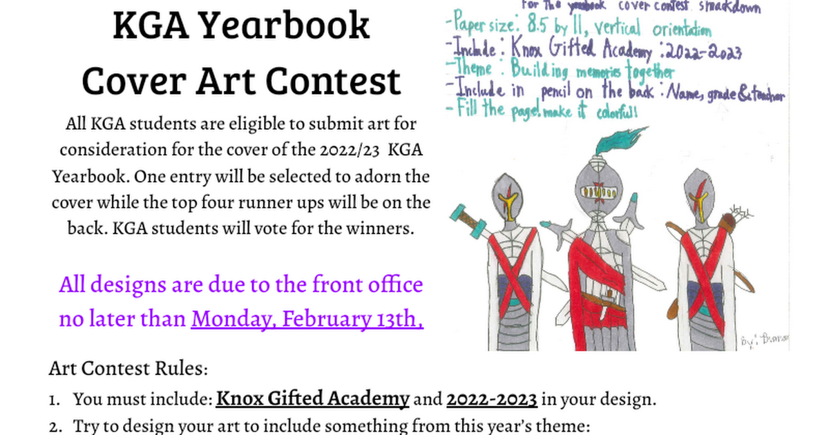 KGA Yearbook Cover Art Contest 2022/2023