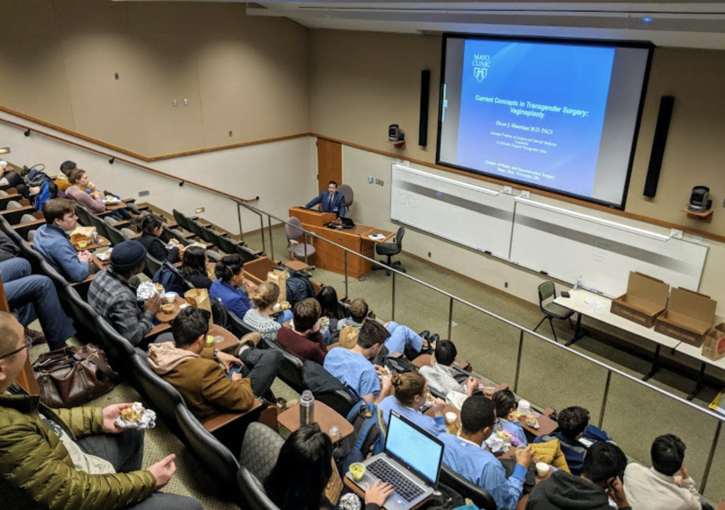Medical students attending a class