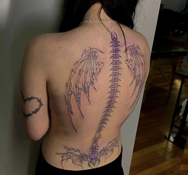 Wings Spine Tattoos For Women