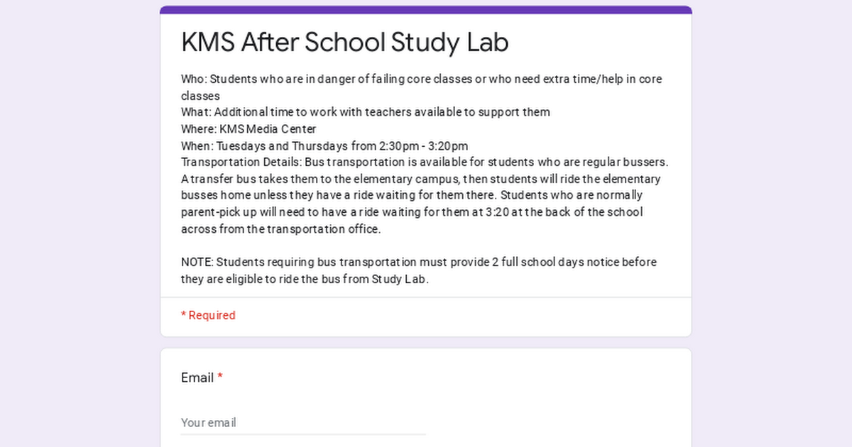 KMS After School Study Lab