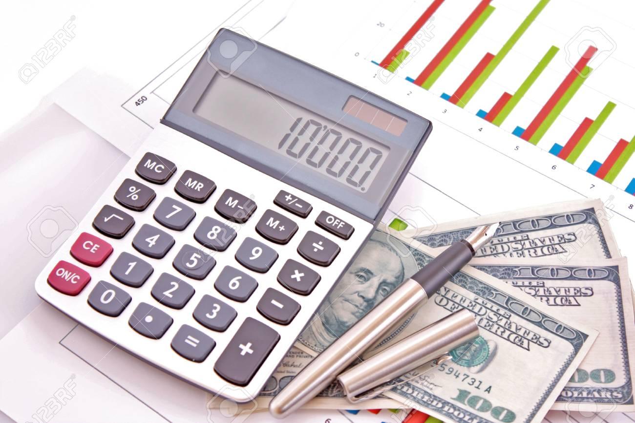 Calculate Money With The Calculator Stock Photo, Picture And ...