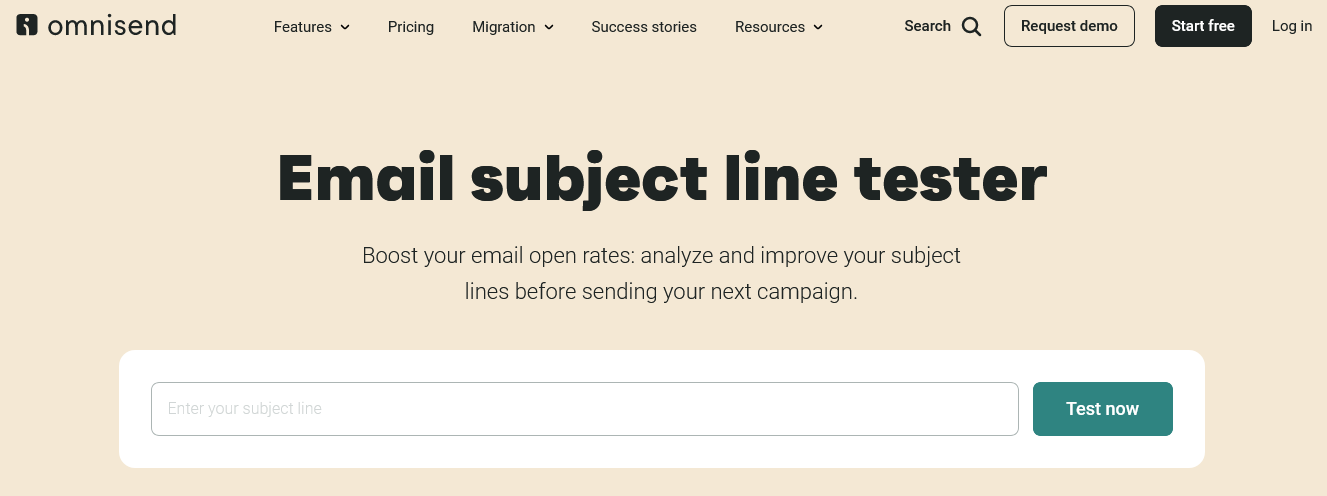 Screenshot of Omnisend, a tool you can use to test your email subject line.