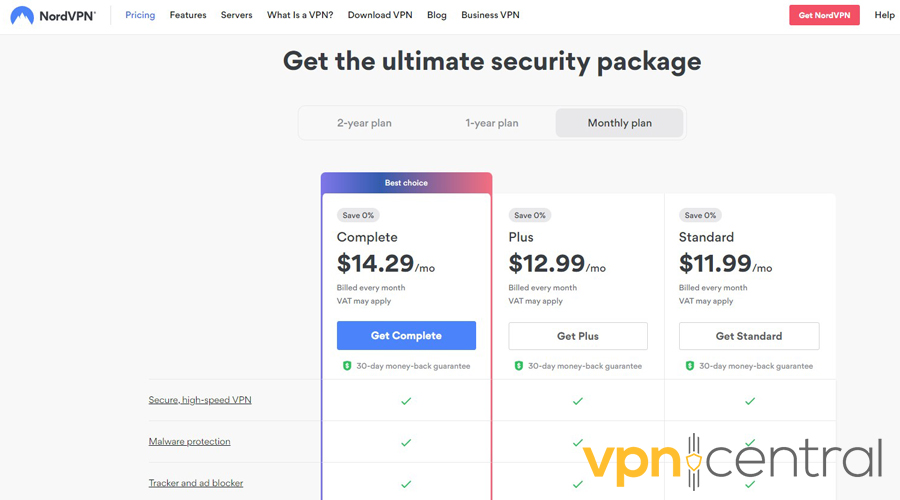 NordVPN pricing plans