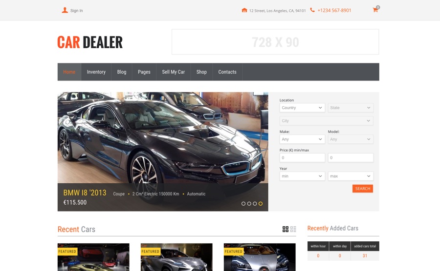 Tema WordPress para revendedor de automóveis CarDealer