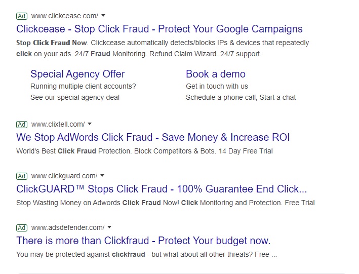 an example of paid search engine results in Google