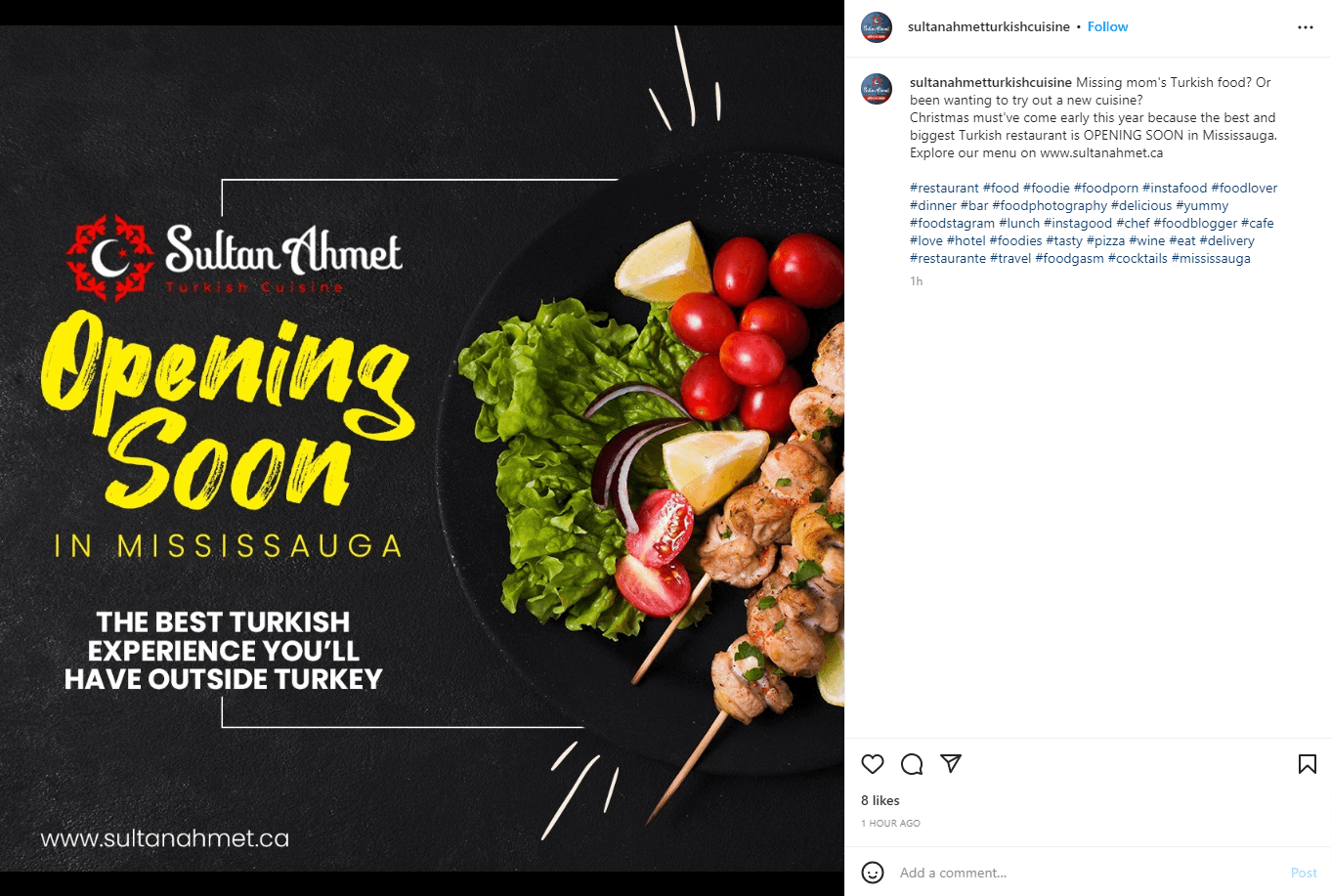 Sultan Ahmet Cuisine Instagram Post