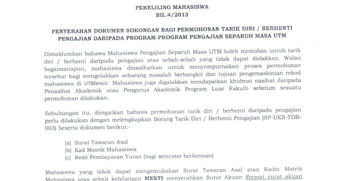 Pekeliling Mahasiswa Bil 4 2013 Pdf Google Drive