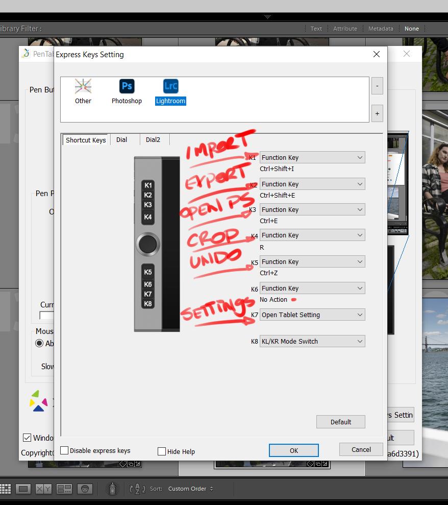 En mi caso es el módulo de desarrollo. Mi configuración para las ruedas de control Innovator 16 es la misma que para Photoshop, zoom y tamaño de pincel. Pero las similitudes terminan aquí porque las claves rápidas son completamente diferentes.
