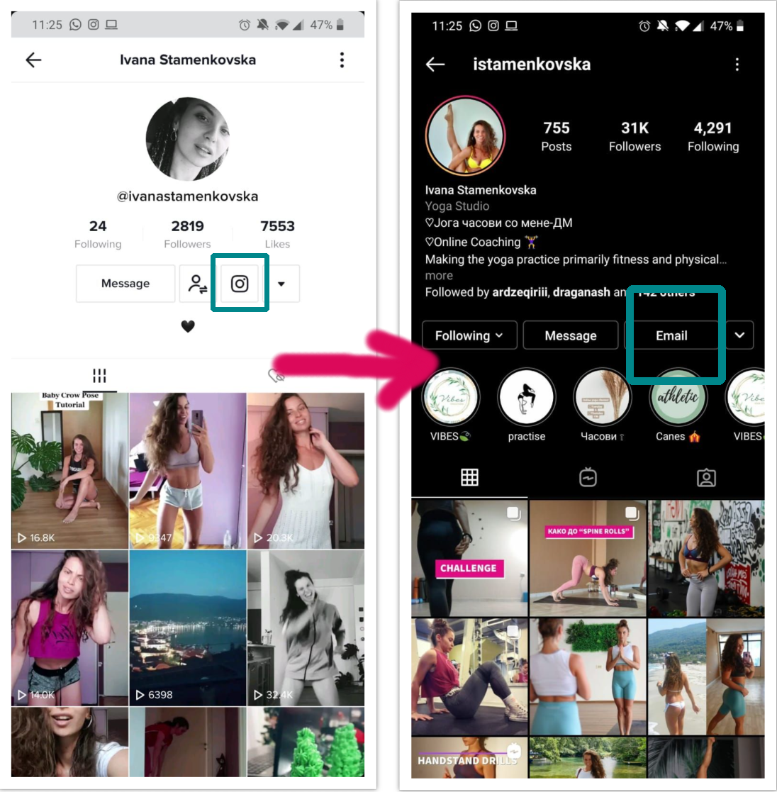 Connecting Instagram email finder with TikTok 