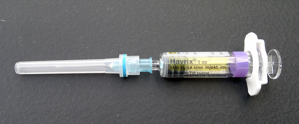 A syringe. 