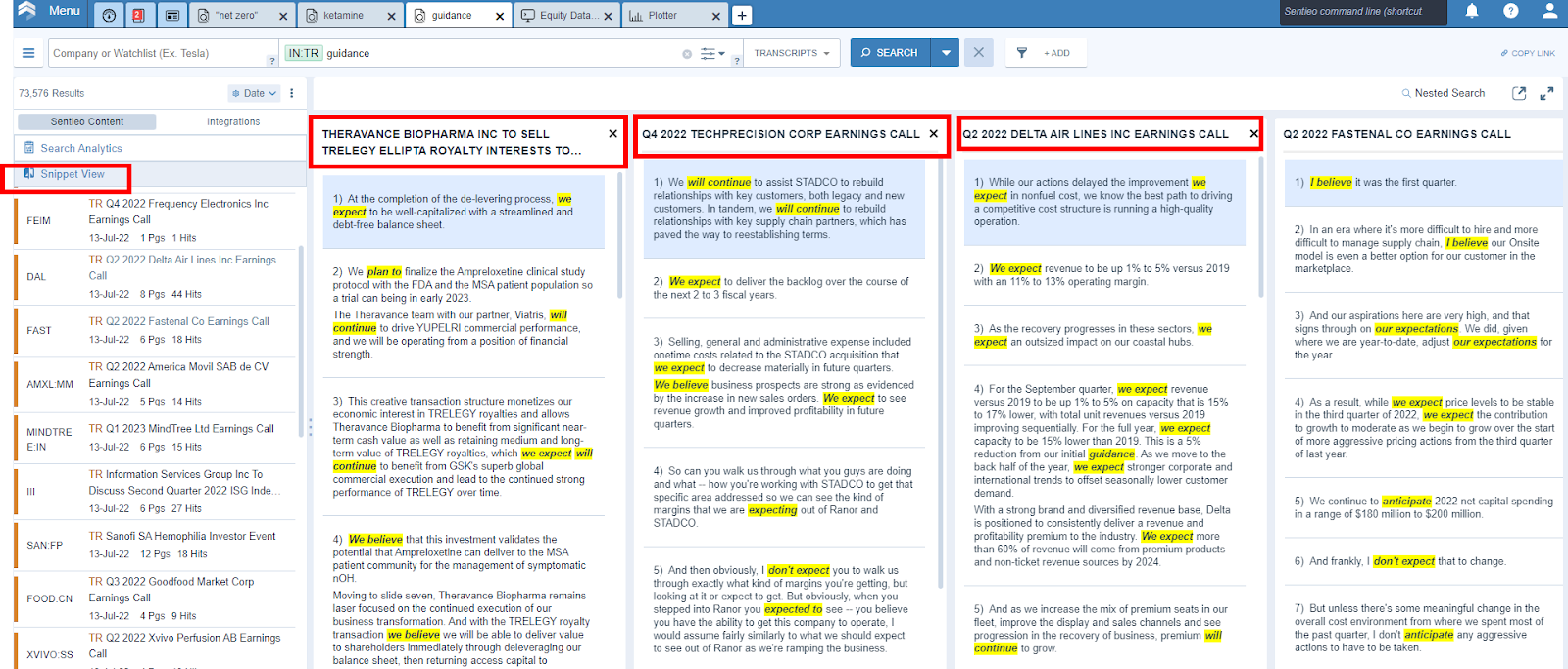 Read multiple documents on one screen with Snippets view 