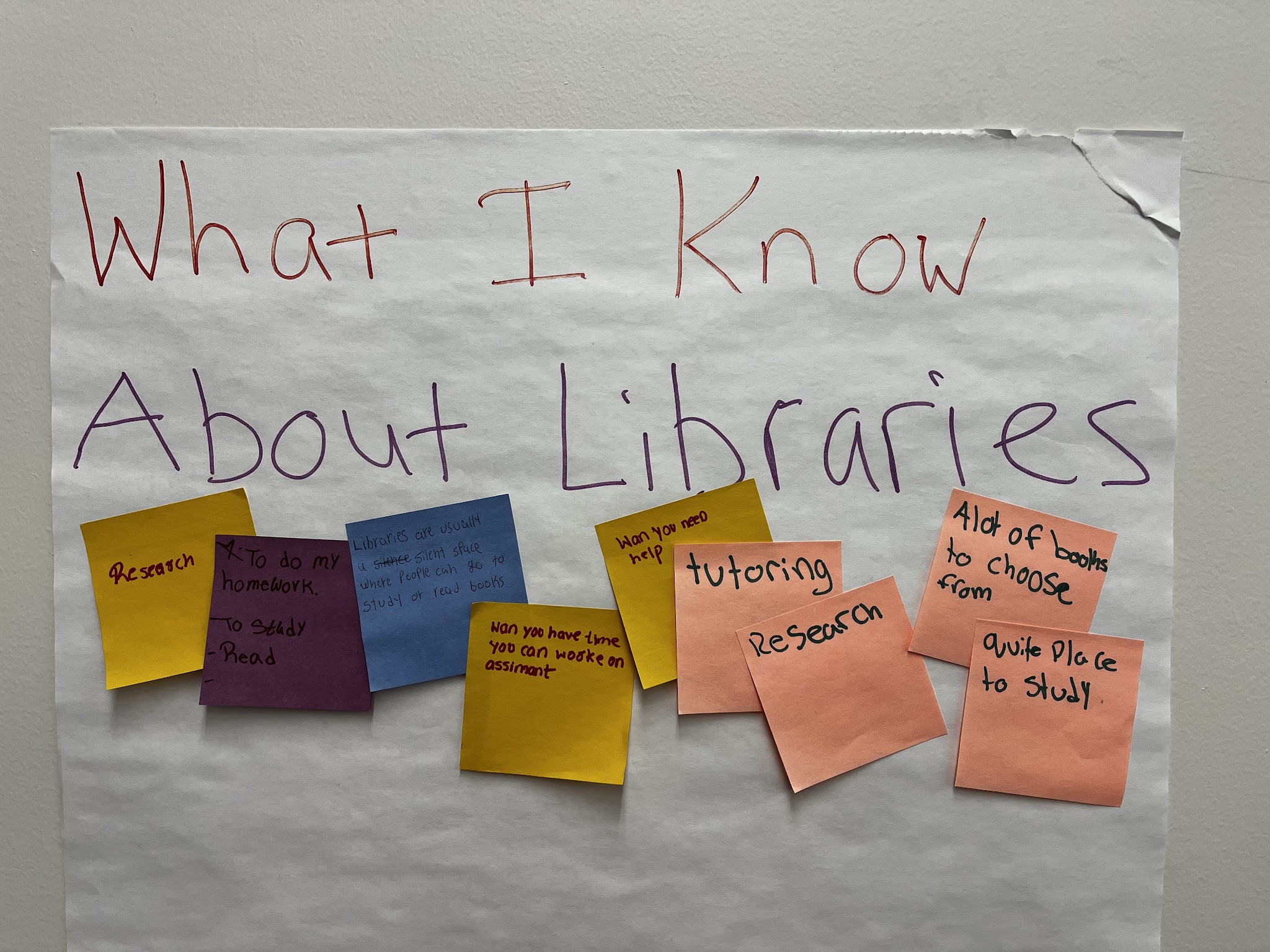 What I know about libraries with sticky note answers