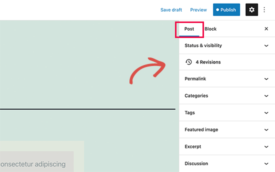 Configurações do documento no editor
