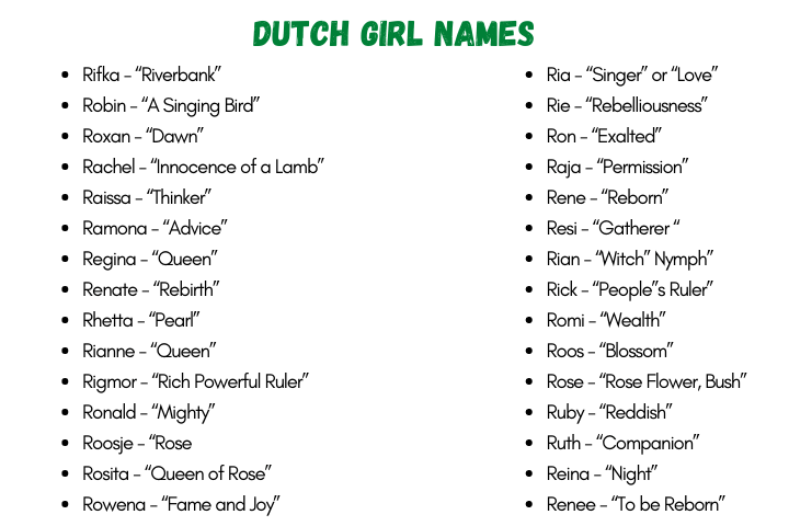 Dutch Girl Names