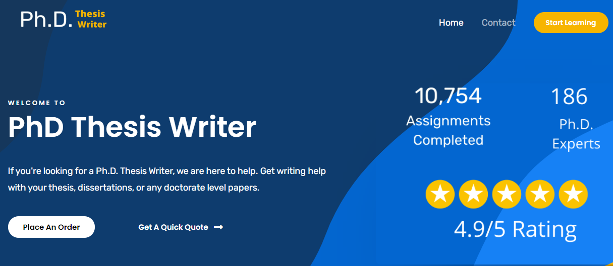 The PhD Thesis Writer homepage: Best Ph.D dissertation writing services