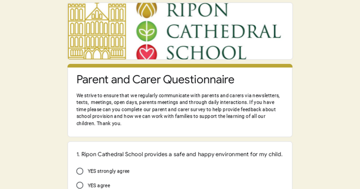 Parent and Carer Questionnaire