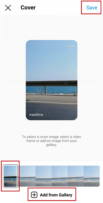 You can take a Instagram thumbnail from your gallery.