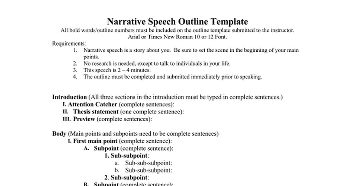 informative speech outline thesis statement