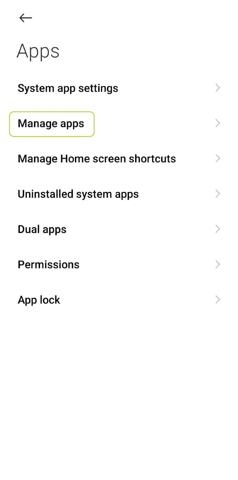 Tap on Manage apps.
