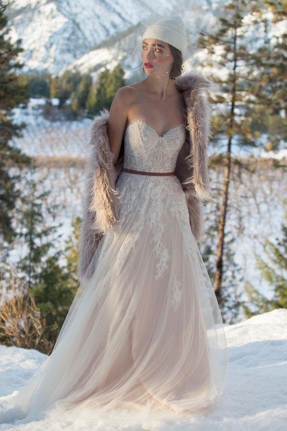 Ideias de Vestidos de Noiva para  casamento no inverno