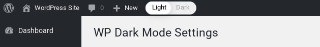 dark mode toggled on for admin within WordPress backend. WordPress dark mode