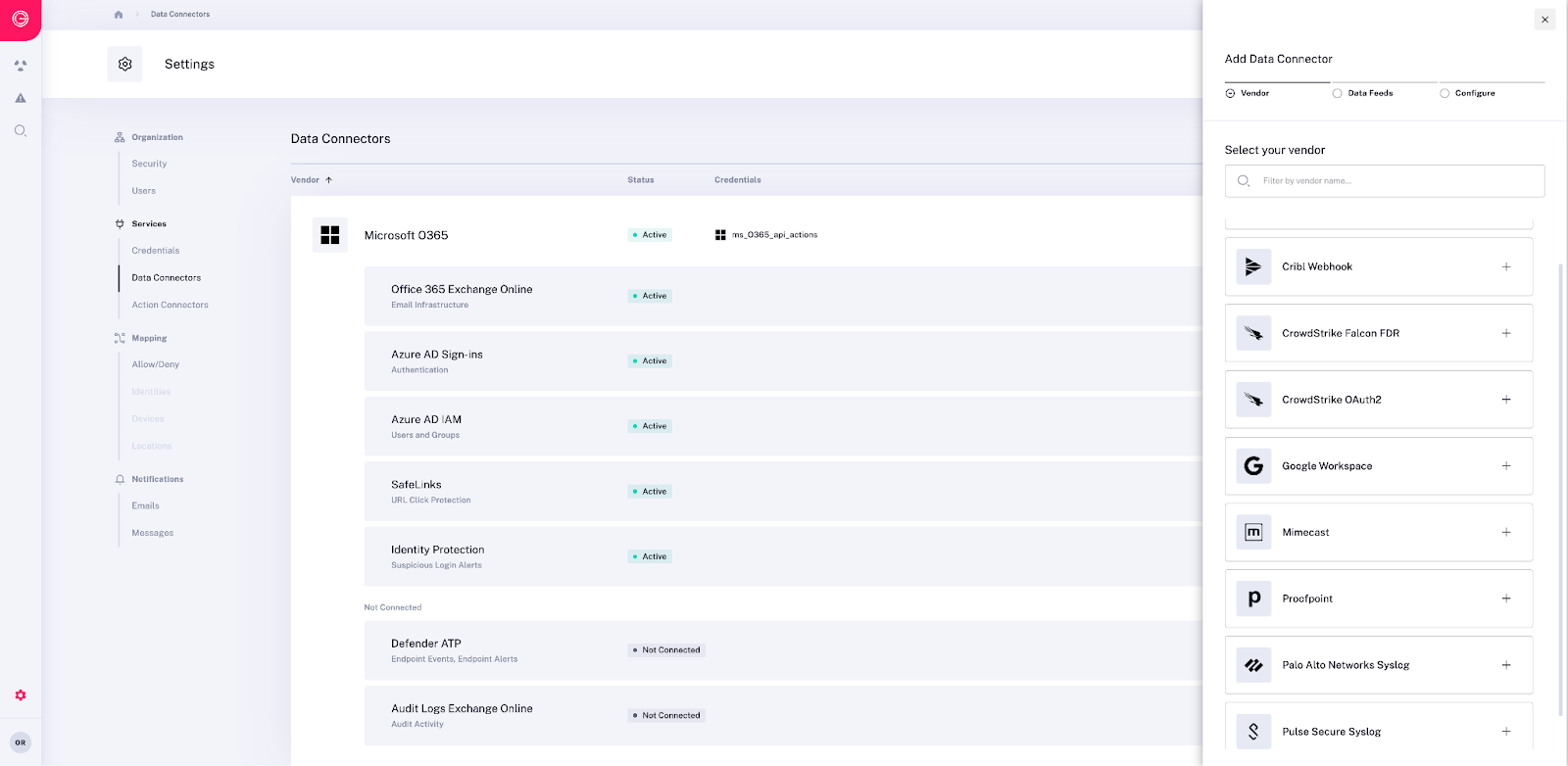 Radiant security on-boarding dashboard