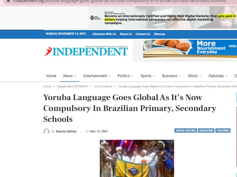  Yoruba not an official language in Brazil