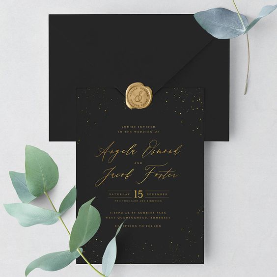 Invitation Trend: 18 Moody Black Invitation Suites for Modern Couples!