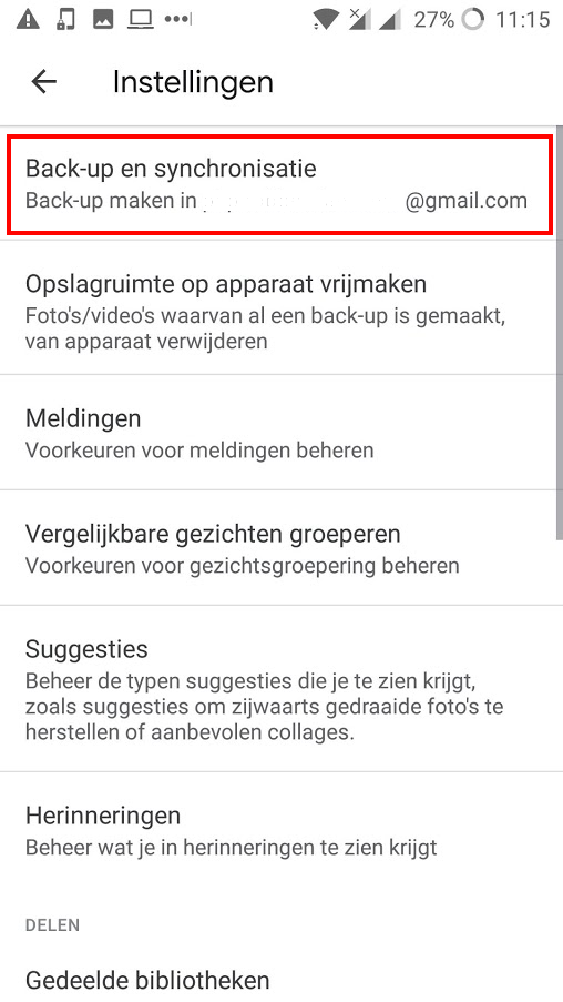 Synchronisatieinstellingen bekijken