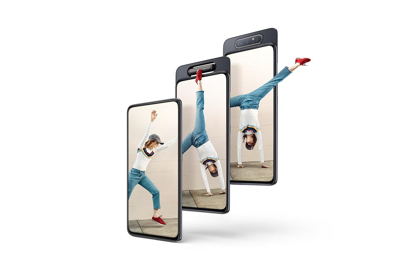 Kamera pop-up di fitur utama spek Samsung A80, lihat semua keunggulan fitur Samsung A80 harga dan spesifikasi resmi SEIN di website resmi.